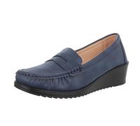 Ital Design Damenschuhe Halbschuhe Mokassins, QQ-8-, Kunstleder, Blau, Gr. 38