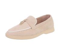 Ital Design Damenschuhe Halbschuhe Mokassins, TC-39-, Textil, Beige, Gr. 36