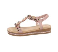 Ital Design Damenschuhe Sandalen & Sandaletten Keilsandaletten, AM201-, Kunstleder, Champagner, Gr. 38