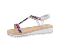 Ital Design Damenschuhe Sandalen & Sandaletten Keilsandaletten, AM238-, Kunstleder, Silber, Gr. 40