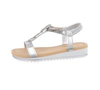 Ital Design Damenschuhe Sandalen & Sandaletten Keilsandaletten, AM241-, Kunstleder, Silber, Gr. 40