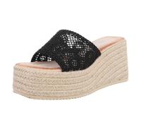 Ital Design Damenschuhe Sandalen & Sandaletten Keilsandaletten, CH899-, Textil, Schwarz, Gr. 38