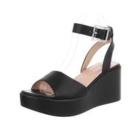 Ital Design Damenschuhe Sandalen & Sandaletten Keilsandaletten, PP39M-, Kunstleder, Schwarz, Gr. 38
