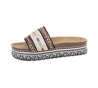 Ital Design Damenschuhe Sandalen & Sandaletten Pantoletten, AM229-, Textil, Schwarz Beige, Gr. 38