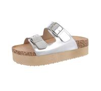 Ital Design Damenschuhe Sandalen & Sandaletten Pantoletten, BJ683-, Kunstleder, Silber, Gr. 39