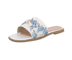 Ital Design Damenschuhe Sandalen & Sandaletten Pantoletten, BJ702-, Kunstleder, Weiß Blau, Gr. 41