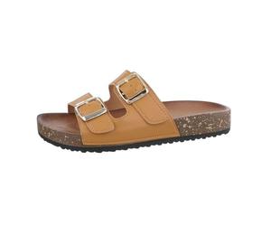 Ital Design Damenschuhe Sandalen & Sandaletten Pantoletten, DM221-, Kunstleder, Camel, Gr. 39
