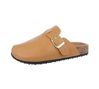 Ital Design Damenschuhe Sandalen & Sandaletten Pantoletten, DM90-, Kunstleder, Camel, Gr. 38