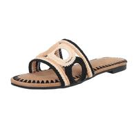 Ital Design Damenschuhe Sandalen & Sandaletten Pantoletten, LX9607-, Textil, Schwarz Beige, Gr. 39