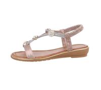 Ital Design Damenschuhe Sandalen & Sandaletten Riemchensandalen, J-152-, Textil, Champagner, Gr. 37