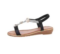 Ital Design Damenschuhe Sandalen & Sandaletten Riemchensandalen, J-152-, Textil, Schwarz, Gr. 39