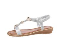 Ital Design Damenschuhe Sandalen & Sandaletten Riemchensandalen, J-152-, Textil, Silber, Gr. 41