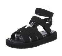 Ital Design Damenschuhe Sandalen & Sandaletten Riemchensandalen, NN617-, Kunstleder, Schwarz, Gr. 36