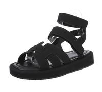 Ital Design Damenschuhe Sandalen & Sandaletten Riemchensandalen, NN617-, Kunstleder, Schwarz, Gr. 39