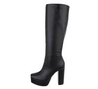 Ital Design Damenschuhe Stiefel High-Heel Stiefel, F11188-, Kunstleder, Schwarz, Gr. 40
