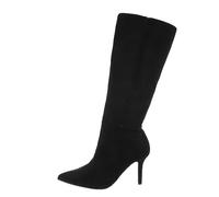 Ital Design Damenschuhe Stiefel High-Heel Stiefel, MVP331-, Textil, Schwarz, Gr. 39