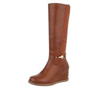 Ital Design Damenschuhe Stiefel Keilstiefel, SP275-, Kunstleder, Camel, Gr. 41