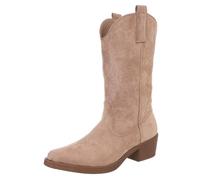 Ital Design Damenschuhe Stiefel Western- & Bikerstiefel, 301-A32S-, Textil, Beige Braun, Gr. 38