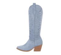 Ital Design Damenschuhe Stiefel Western- & Bikerstiefel, DES920S-, Textil, Blau, Gr. 39