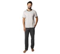 Italian Fashion IF ABEL Herren moderner Langer Schlafanzug/Pyjama aus 100% Baumwolle, lang beige, Gr. XXL