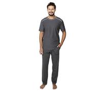 Italian Fashion IF ABEL Herren moderner Langer Schlafanzug/Pyjama aus 100% Baumwolle, lang dunkelgrau, Gr. XXL