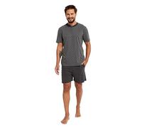 Italian Fashion IF Balmer Herren moderner kurzer Schlafanzug/Shorty aus 100% Baumwolle, kurz dunkelgrau Karos, Gr. M