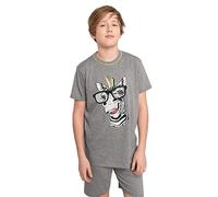 Italian Fashion IF Crazy Jungen moderner Pyjama 100% Baumwolle Kurzarm, Shorty hellgrau, Gr. 10 Jahre (134-140)