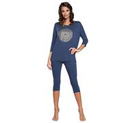 Italian Fashion Schlafanzug Damen 3/4 Hose | Schlafanzug Damen mit Pyjamahose 3/4 | Zweiteiliger Frauen Pyjama Set für Sommer aus Viskose | Softes Nachtwäsche Frauen S-XXL