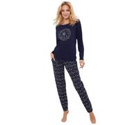 Italian Fashion Schlafanzug Damen Lang | Pyjama Damen Lang Baumwolle | Softes Schlafanzüge für Frauen | Zweiteiliger Frauen Pyjama Set für den Winter | Warmer Nachtwäsche S-XXL