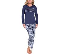 Italian Fashion Schlafanzug Damen Lang | Pyjama Damen Lang Baumwolle | Softes Schlafanzüge | Zweiteiliger Frauen Pyjama Set für den Winter | Warmer Nachtwäsche mit Herzmuster S-XXL
