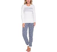 Italian Fashion Schlafanzug Damen Lang | Pyjama Damen Lang Baumwolle | Softes Schlafanzüge | Zweiteiliger Frauen Pyjama Set für den Winter | Warmer Nachtwäsche mit Herzmuster S-XXL