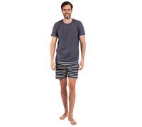 Italian Fashion Schlafanzug Herren Kurz Baumwolle | Pyjama Herren Kurz | Männer Schlafanzug mit Schlaf T-Shirt und Shorty Schlafanzughose | Herrenschlafanzug S-3XL