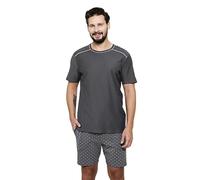 Italian Fashion Schlafanzug Herren Kurz Baumwolle | Pyjama Herren Kurz | Männer Schlafanzug mit Schlaf T-Shirt und Shorty Schlafanzughose | Herrenschlafanzug S-3XL