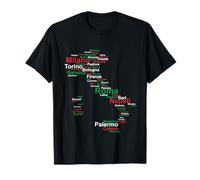 Italien Karte Umriss Flagge Städte Rom Mailand Italia Reise T-Shirt