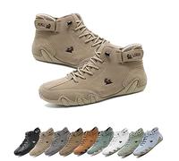 Italienische handgefertigte Leder-Klettverschluss-hohe Stiefel, Beck Shoes Herren wasserdicht, Herren rutschfeste, atmungsaktive Outdoor-Ganzjahres-High-Top-Chukka-Stiefel ( Color : Khaki , Size : 40