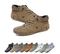 Italienische handgefertigte Leder-Klettverschluss-hohe Stiefel, Beck Shoes Herren wasserdicht, Herren rutschfeste, atmungsaktive Outdoor-Ganzjahres-High-Top-Chukka-Stiefel(Brown,39 EU)