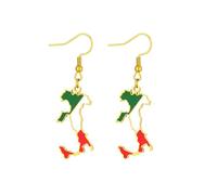 Italienische Karte und Flagge Ohrringe für Frauen, Italien-Ohrringe, Anhänger, Charm, Edelstahl, Karten-Schmuck-Zubehör, one size, Edelstahl, Kein Edelstein