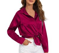 Italienische Mode Festliche Oberteile Damen Langarm T-Shirts Damen Rippshirt Damen Langarm Langarmshirt T-Shirt Mit Glockenärmeln Schlupfbluse Damen Holzfäller Jacke Wine XXL