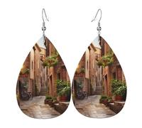 Italienische Straßen-Ohrringe für Damen, tropfenförmig, Leder, doppelseitig, baumelnde Ohrringe, leicht, Damen-Ohrschmuck, Schmuck, Mode, Geburtstagsgeschenk