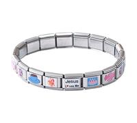 Italienischer Charme, Edelstahl 6.89x0.35 Zoll | Modulares Edelstahlarmband mit elegantem Accessoire für Schmuck, Treffen, Camping, Bankett, Viagg, riferimento alla descrizione, Edelstahl