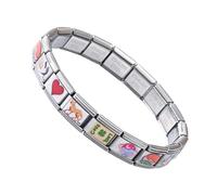 Italienisches Charm-Armband, Edelstahl-Armband, modularer Gliederschmuck, modisches Charm-Band für Frauen, Dating, Reisen, , Camping, Cocktail-Party, Hochzeit, Accessoires, elegant, 17,5 x 17,5