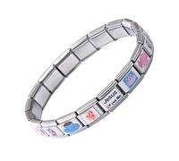 Italienisches Charm-Armband, Edelstahl-Armband, modularer Gliederschmuck, modisches Charm-Band für Frauen, Dating, Reisen, , Camping, Cocktail-Party, Hochzeit, Accessoires, elegant, 17,5 x 17,5