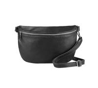 ITALYSHOP24-COM OBC Made in Italy Damen Leder Tasche Gürteltasche Crossbody Hüfttasche Bauchtasche Umhängetasche Cross-Over Bodybag Schultertasche Handytasche Schwarz