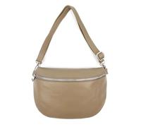ITALYSHOP24-COM OBC Made in Italy Damen Leder Tasche Gürteltasche Crossbody Hüfttasche Bauchtasche Umhängetasche Cross-Over Bodybag Schultertasche Handytasche (Helltaupe)