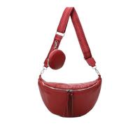 ITALYSHOP24 Damen Tasche Crossbody Schultertasche Gürteltasche Messenger-Tasche Hüfttasche Bauchtasche Umhängetasche Cross-Over Bodybag Handytasche Leder Optik Rot L