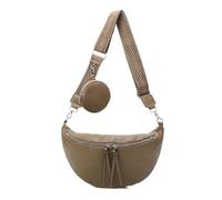 ITALYSHOP24 Damen Tasche Crossbody Schultertasche Gürteltasche Messenger-Tasche Hüfttasche Bauchtasche Umhängetasche Cross-Over Bodybag Handytasche Leder Optik Taupe L