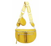 ITALYSHOP24 Damen Tasche Umhängetasche Brusttasche Muster Gürtel Bauchtasche Crossbody Gürteltasche Hüfttasche Crossover Bodybag Schultertasche Handytasche Leder Optik Gelb M