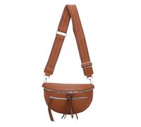 ITALYSHOP24 Damen Tasche Umhängetasche Brusttasche Muster Gürtel Bauchtasche Crossbody Gürteltasche Hüfttasche Crossover Bodybag Schultertasche Handytasche Leder Optik Cognac S