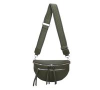 ITALYSHOP24 Damen Tasche Umhängetasche Brusttasche Muster Gürtel Bauchtasche Crossbody Gürteltasche Hüfttasche Crossover Bodybag Schultertasche Handytasche Leder Optik Olivgrün S
