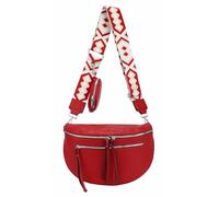 ITALYSHOP24 Damen Tasche Umhängetasche Brusttasche Muster Gürtel Bauchtasche Crossbody Gürteltasche Hüfttasche Crossover Bodybag Schultertasche Handytasche Leder Optik Rot